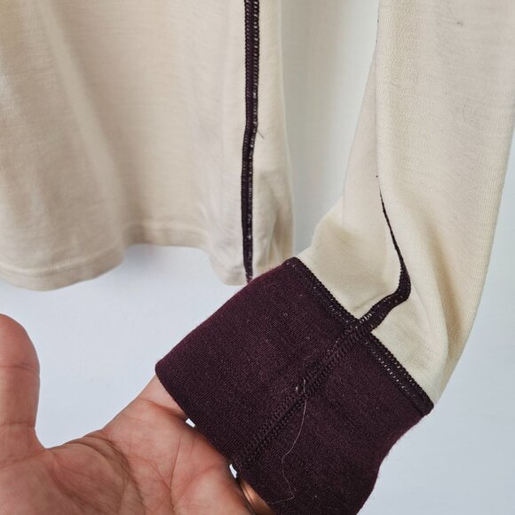 Kari Traa Lokke Half Zip Base Layer Pullover Top Sz L Ivory Burgundy Fair Isle‎ - Picture 4 of 9